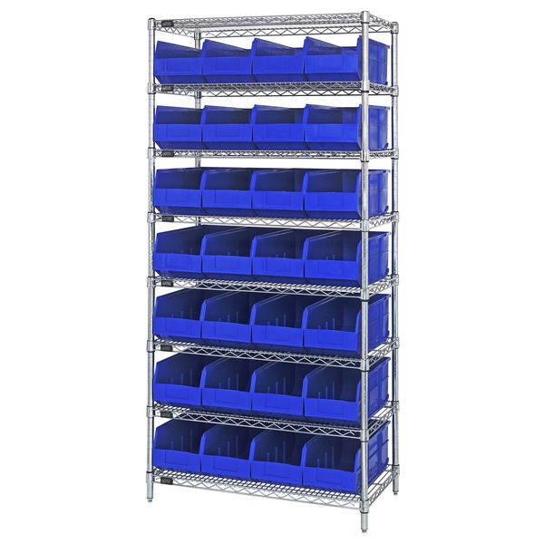 Quantum Storage Systems Stackable Shelf Bin Steel Shelving Systems WR8-423BL